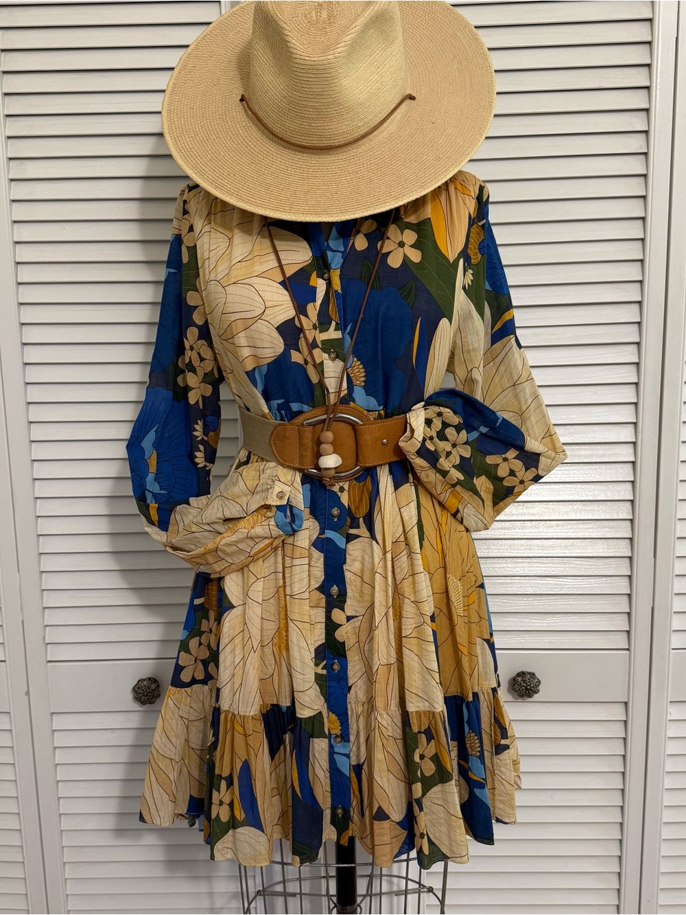 Sézane x FARM Rio Floral Collaboration Dress — Blue & Yellow Accents